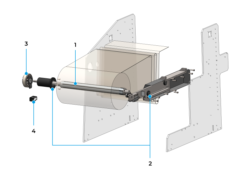 Bras oscillant avec frein électrique et contrôle électronique . Système de rebobinage industriel EJEMATIC S.L.